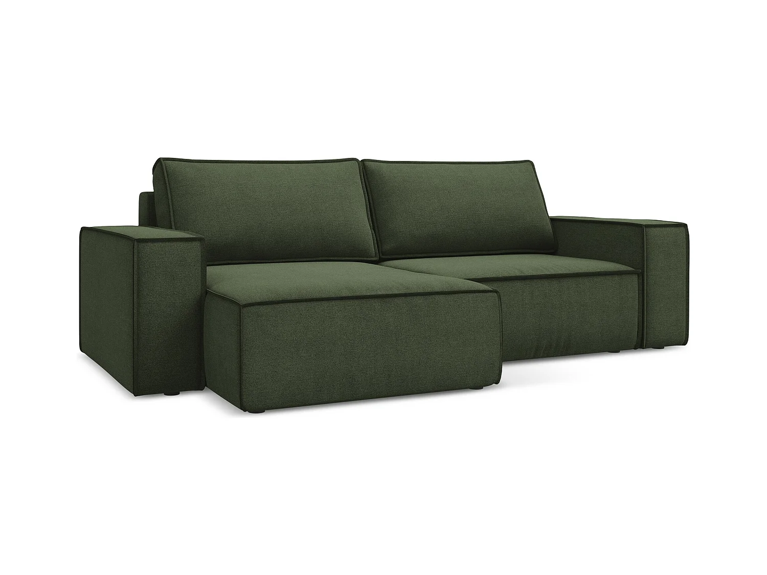 Hoekslaapbank links van olijf textuurstof - KIMO