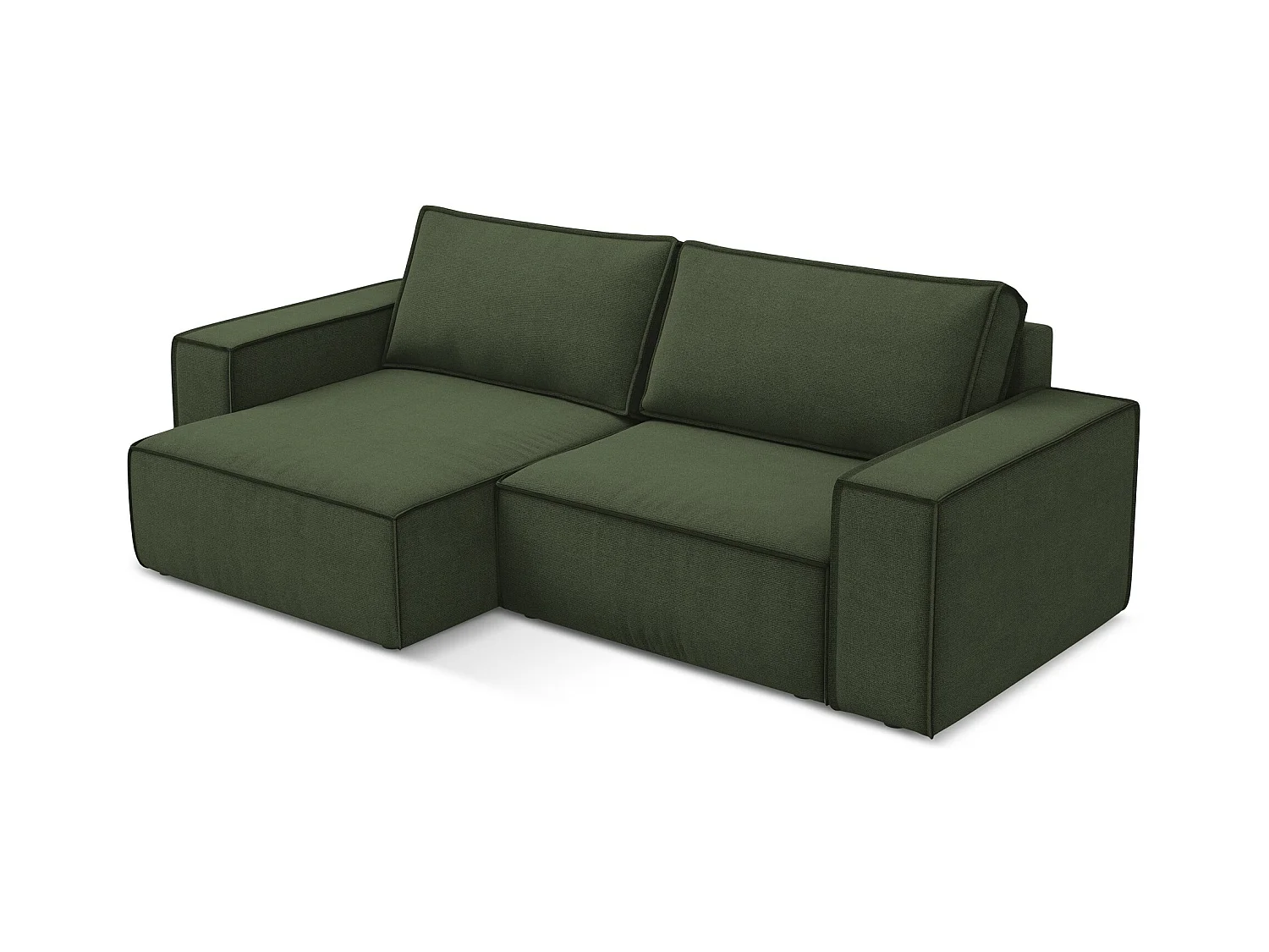 Hoekslaapbank links van olijf textuurstof - KIMO