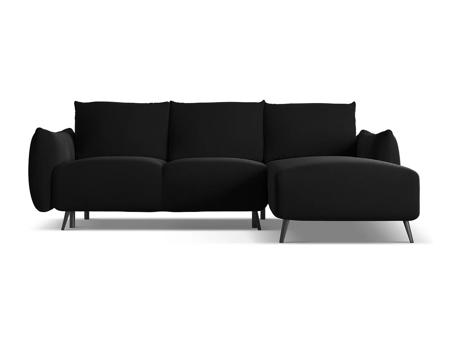 Sofá esquinero convertible 3 plazas derecho de terciopelo negro - MALIE