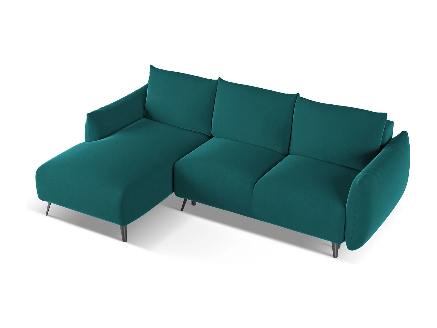 3-Sitzer Ecksofa mit Schlaffunktion - Ecke Links - Samt - Marine - MALIE