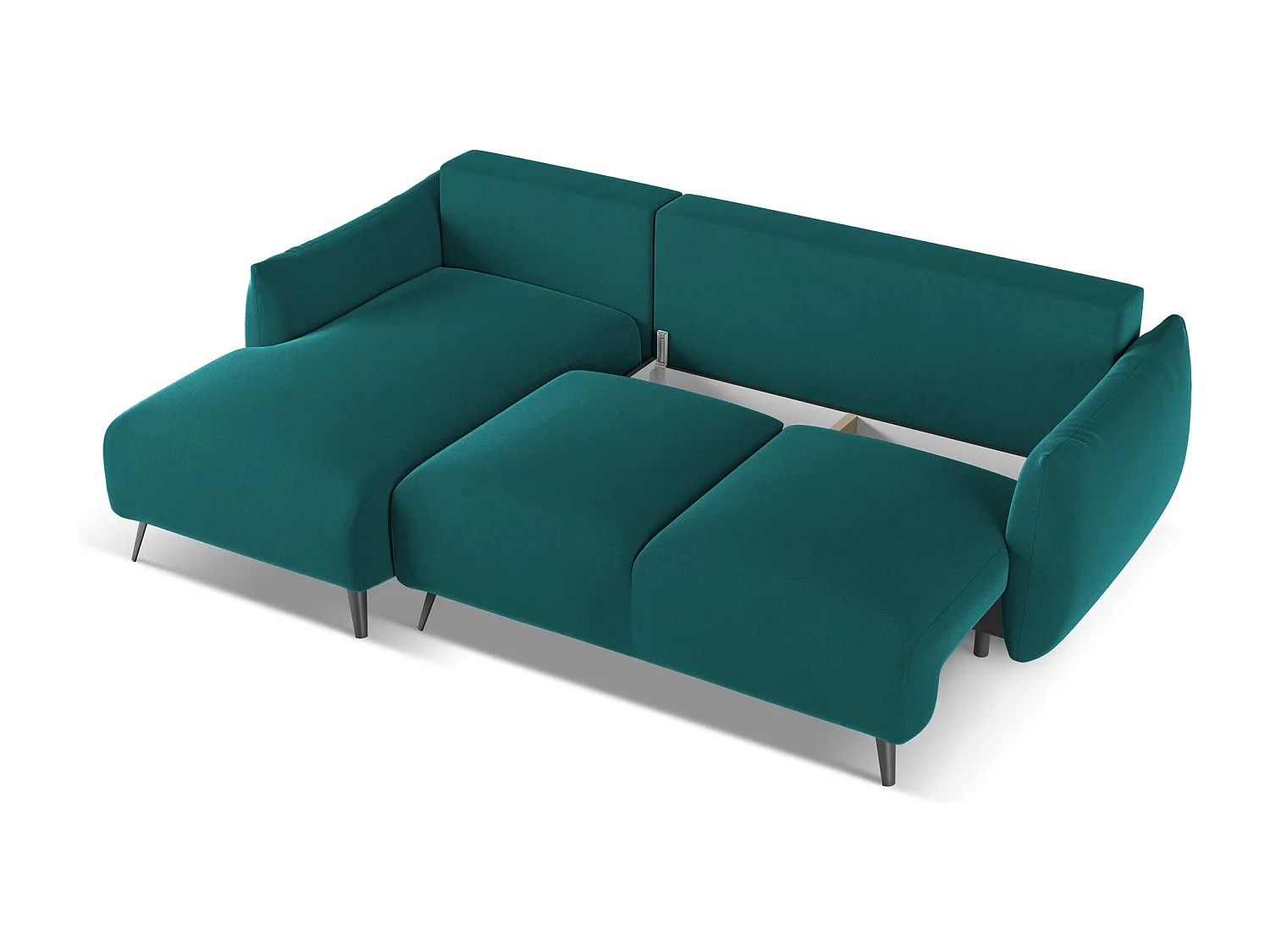 3-Sitzer Ecksofa mit Schlaffunktion - Ecke Links - Samt - Marine - MALIE