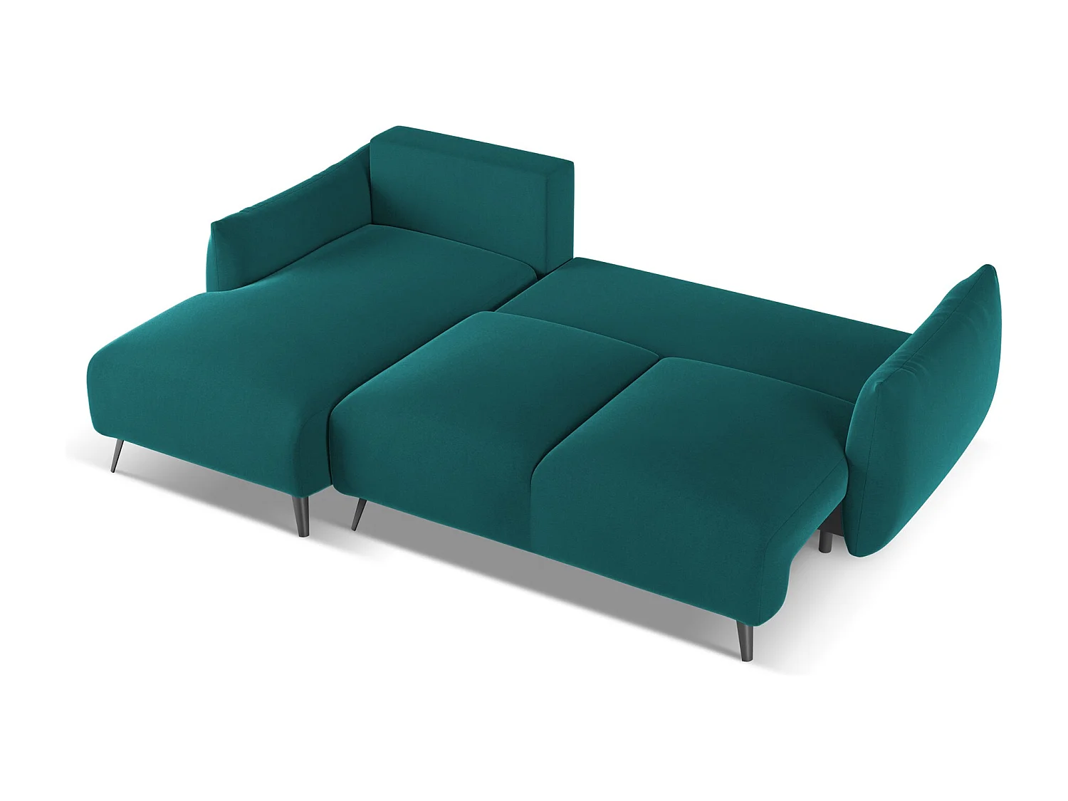 3-Sitzer Ecksofa mit Schlaffunktion - Ecke Links - Samt - Marine - MALIE