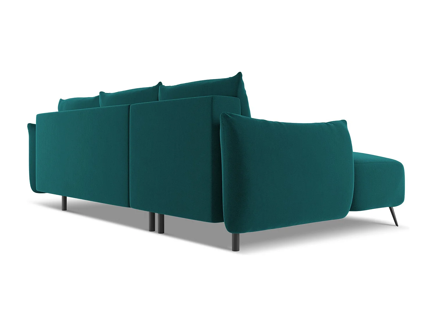 3-Sitzer Ecksofa mit Schlaffunktion - Ecke Links - Samt - Marine - MALIE
