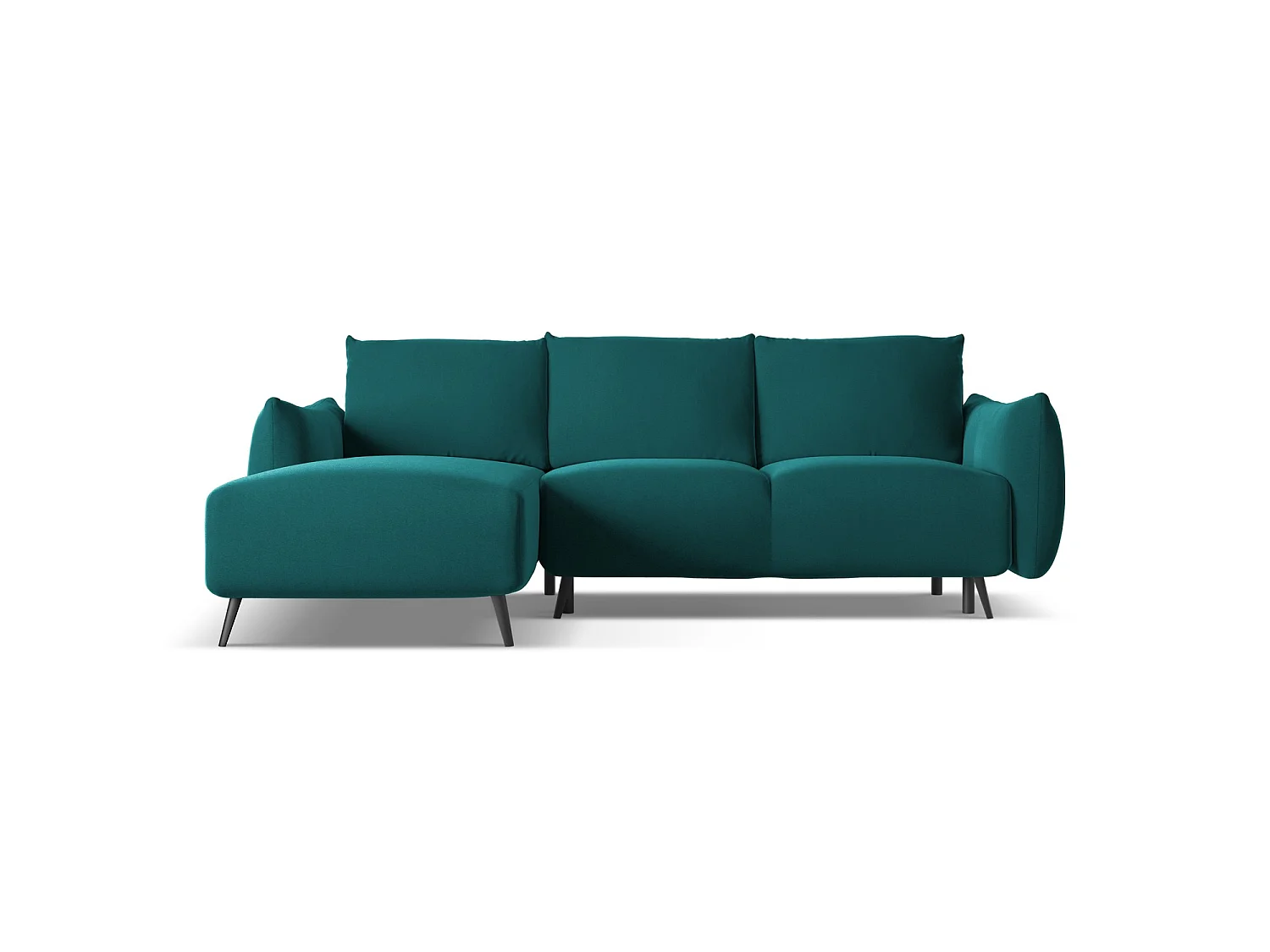 3-Sitzer Ecksofa mit Schlaffunktion - Ecke Links - Samt - Marine - GENOVA