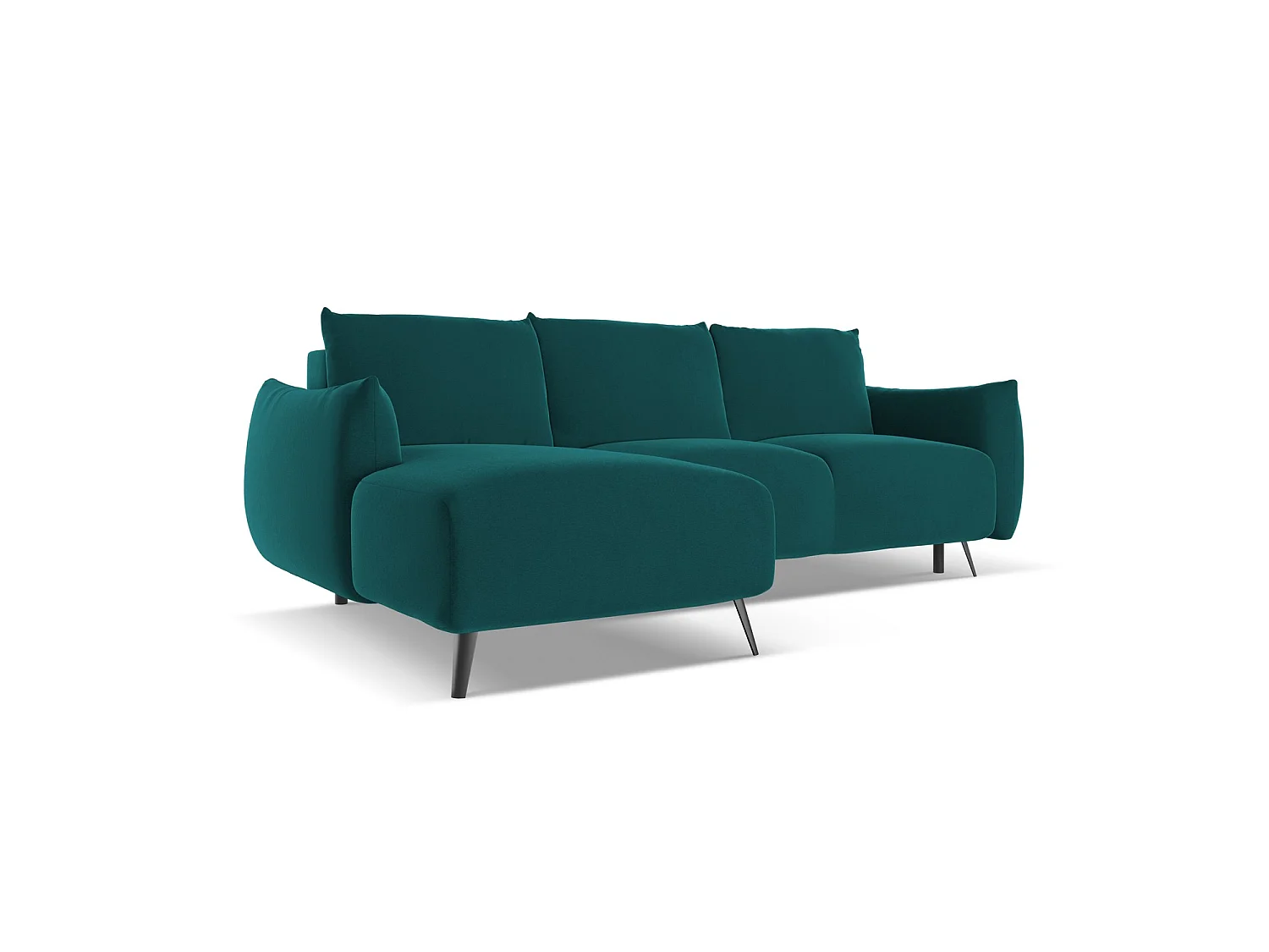 3-Sitzer Ecksofa mit Schlaffunktion - Ecke Links - Samt - Marine - GENOVA