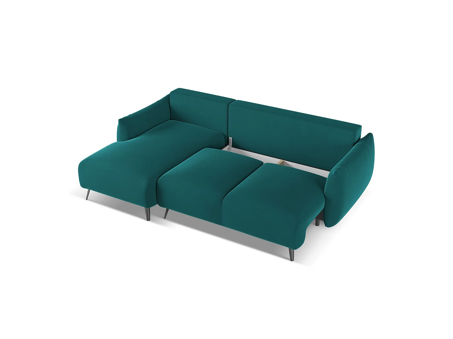 3-Sitzer Ecksofa mit Schlaffunktion - Ecke Links - Samt - Marine - GENOVA