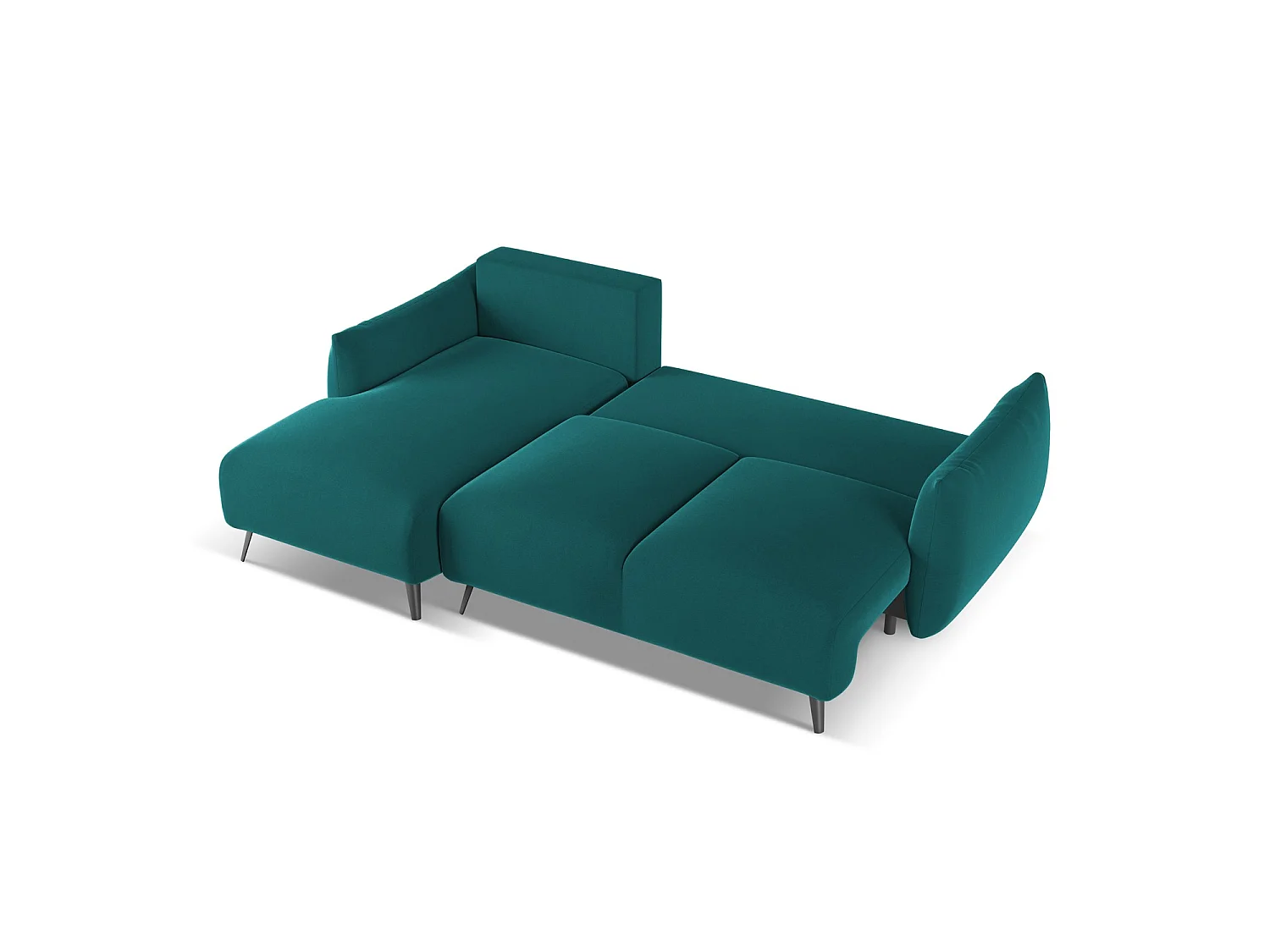 3-Sitzer Ecksofa mit Schlaffunktion - Ecke Links - Samt - Marine - GENOVA