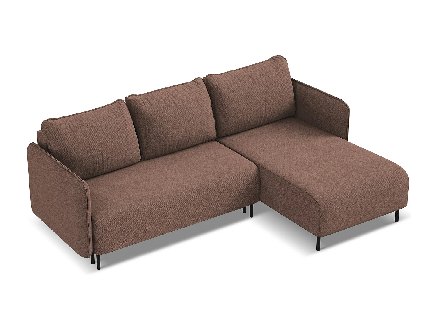Ecksofa mit Schlaffunktion - Ecke Rechts - Strukturstoff - Puderrosa - LUANA