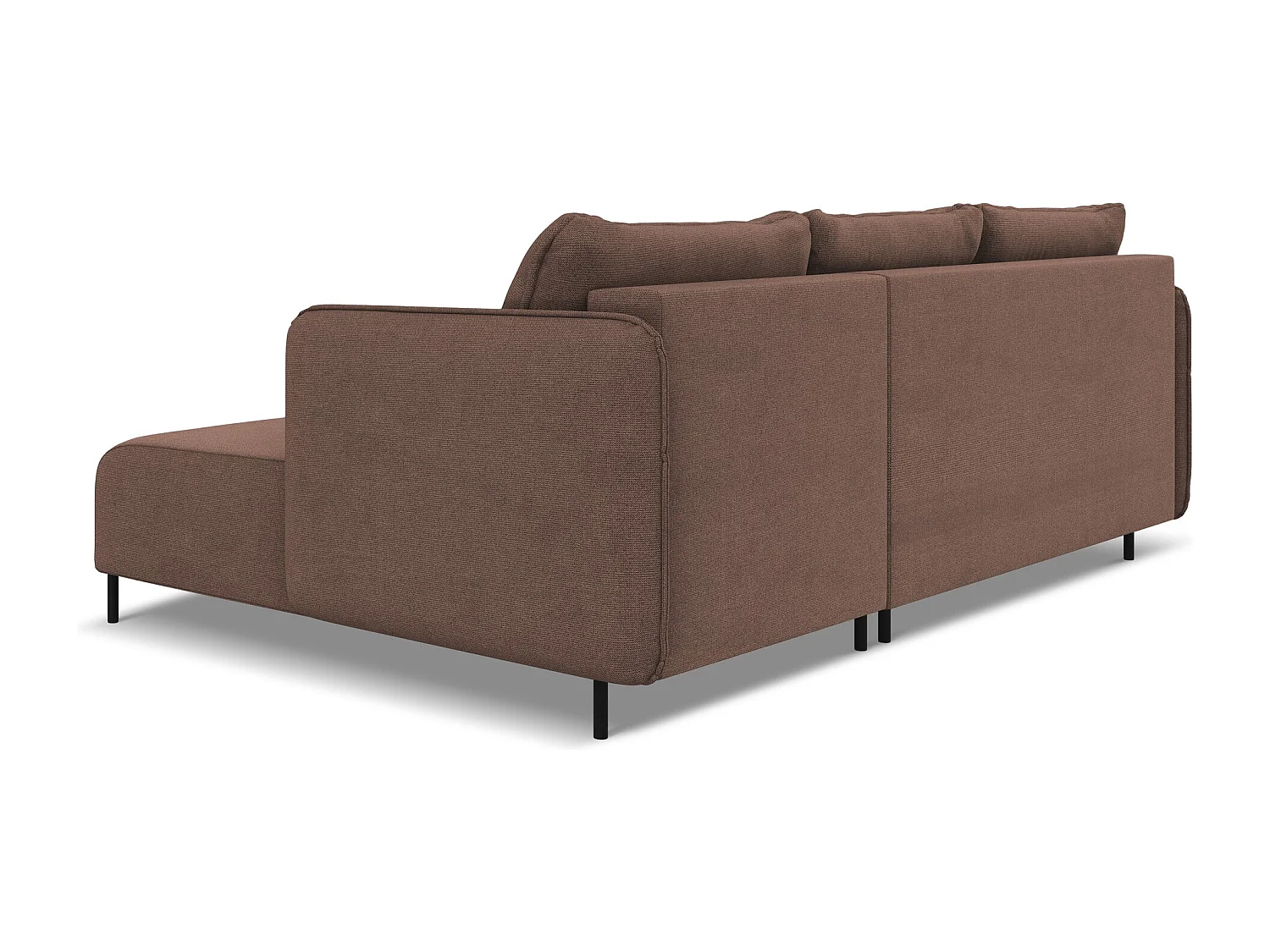 Ecksofa mit Schlaffunktion - Ecke Rechts - Strukturstoff - Puderrosa - LUANA