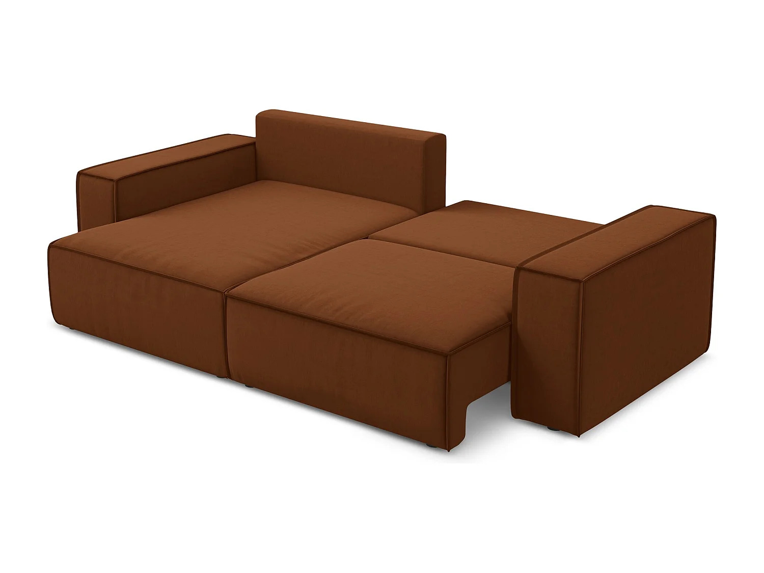 Narożnik lewostronny z funkcją spania - z tkaniny welwetowej - terakota - KIMO