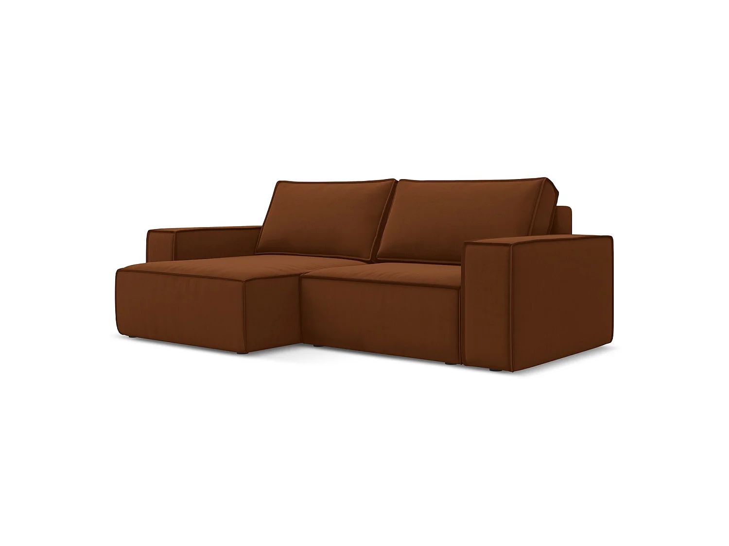 2-Sitzer Ecksofa mit Schlaffunktion - Ecke Links - Samt - Terrakotta - LIVORNO