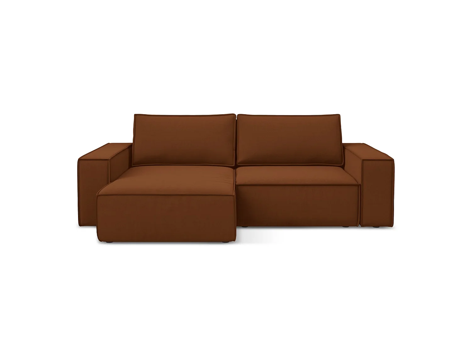 2-Sitzer Ecksofa mit Schlaffunktion - Ecke Links - Samt - Terrakotta - LIVORNO