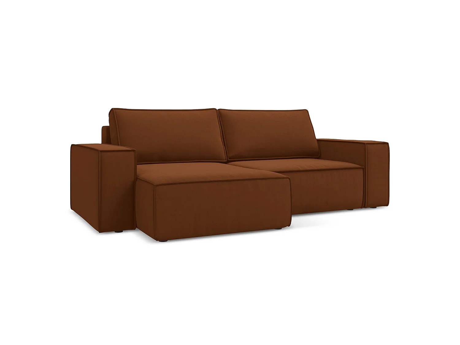 2-Sitzer Ecksofa mit Schlaffunktion - Ecke Links - Samt - Terrakotta - LIVORNO