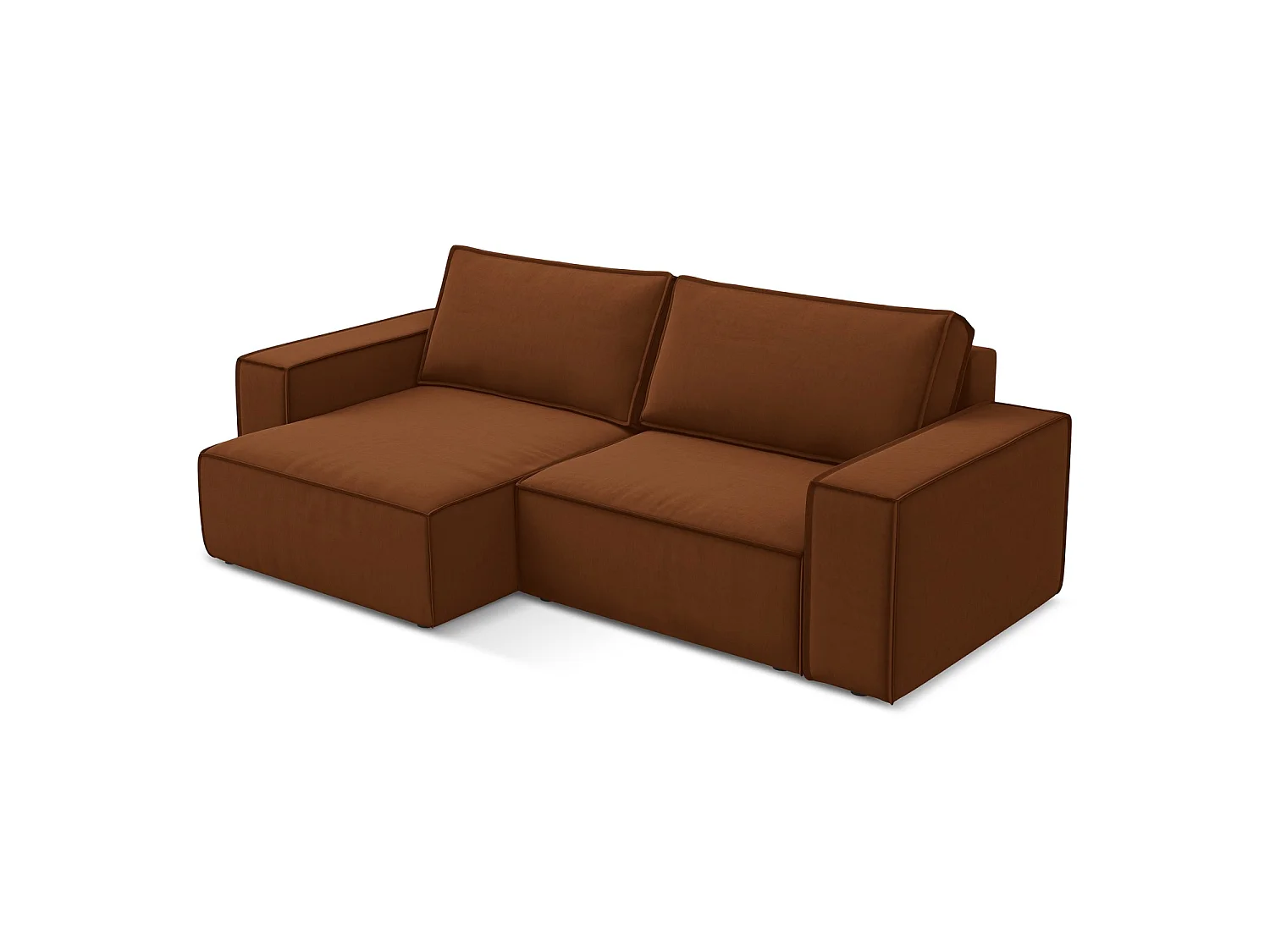 2-Sitzer Ecksofa mit Schlaffunktion - Ecke Links - Samt - Terrakotta - LIVORNO