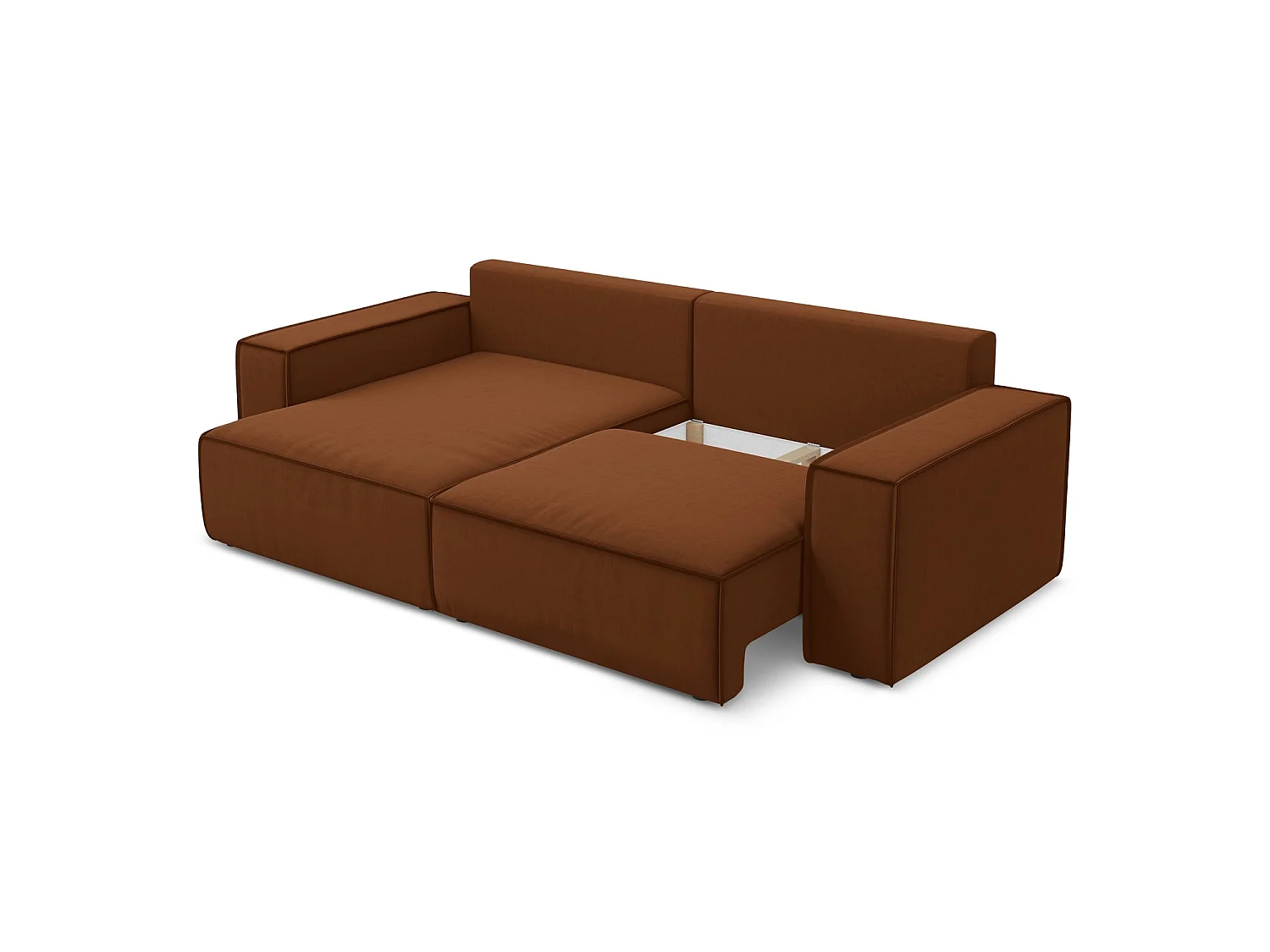 2-Sitzer Ecksofa mit Schlaffunktion - Ecke Links - Samt - Terrakotta - LIVORNO