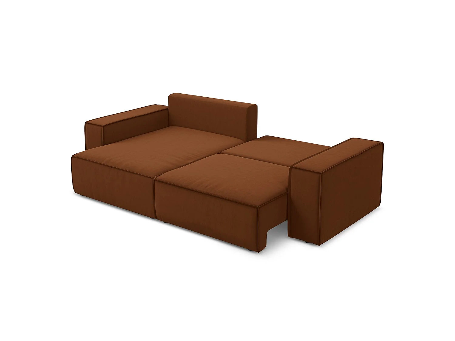 2-Sitzer Ecksofa mit Schlaffunktion - Ecke Links - Samt - Terrakotta - LIVORNO