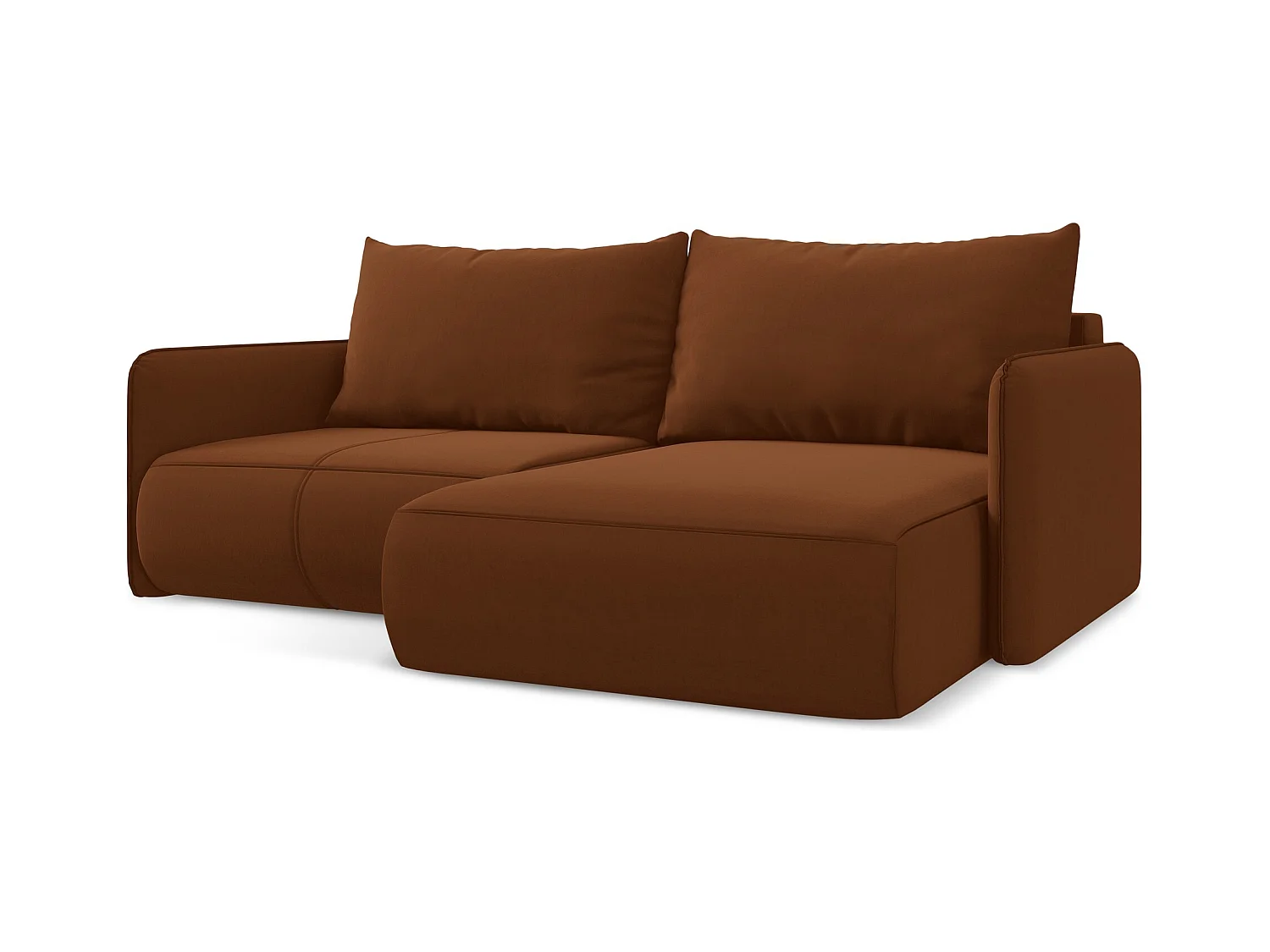 2,5-Sitzer Ecksofa mit Schlaffunktion - Ecke Rechts - Samt - Terrakotta - NANEA