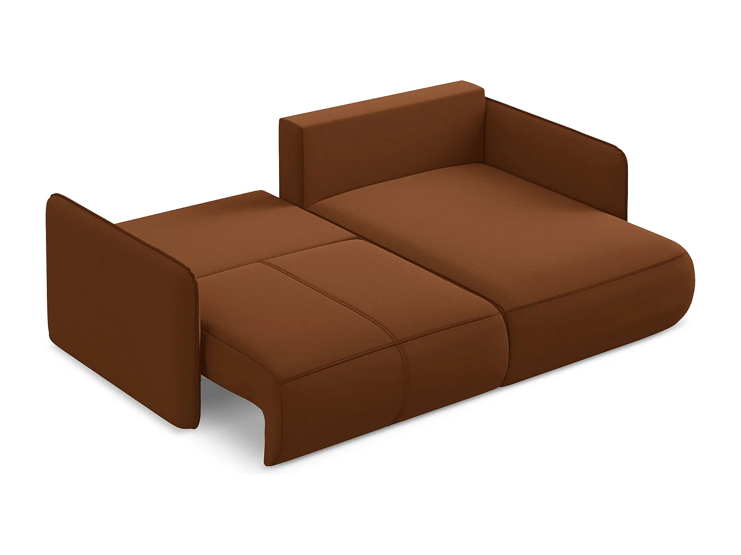 2,5-Sitzer Ecksofa mit Schlaffunktion - Ecke Rechts - Samt - Terrakotta - NANEA