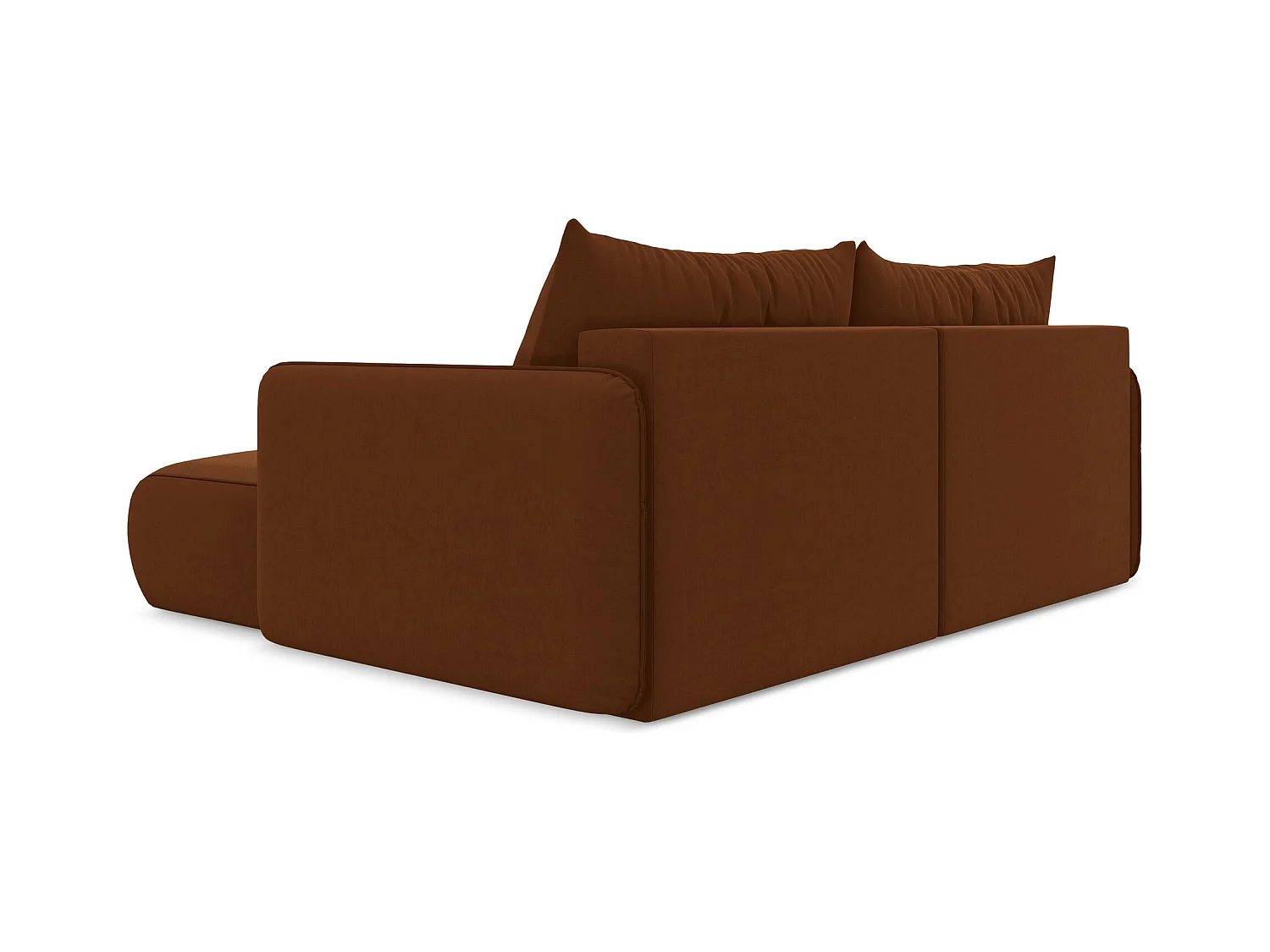 2,5-Sitzer Ecksofa mit Schlaffunktion - Ecke Rechts - Samt - Terrakotta - NANEA