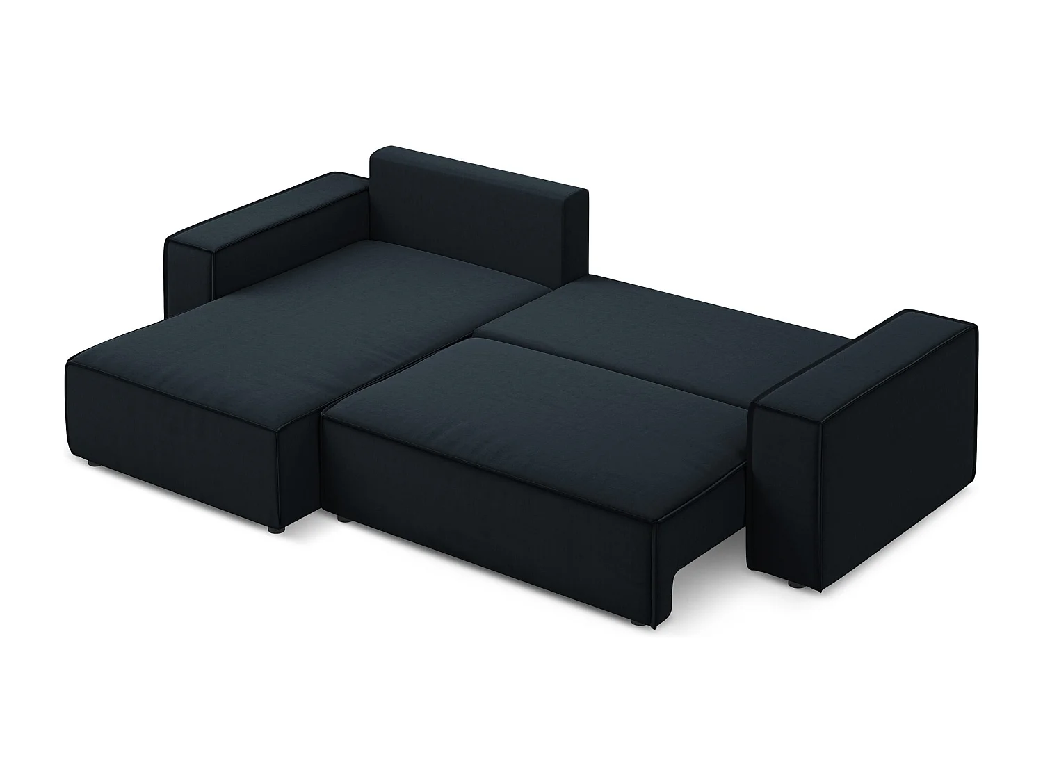 Canapé d’angle 3 places gauche convertible en velours - bleu royal - KIMO