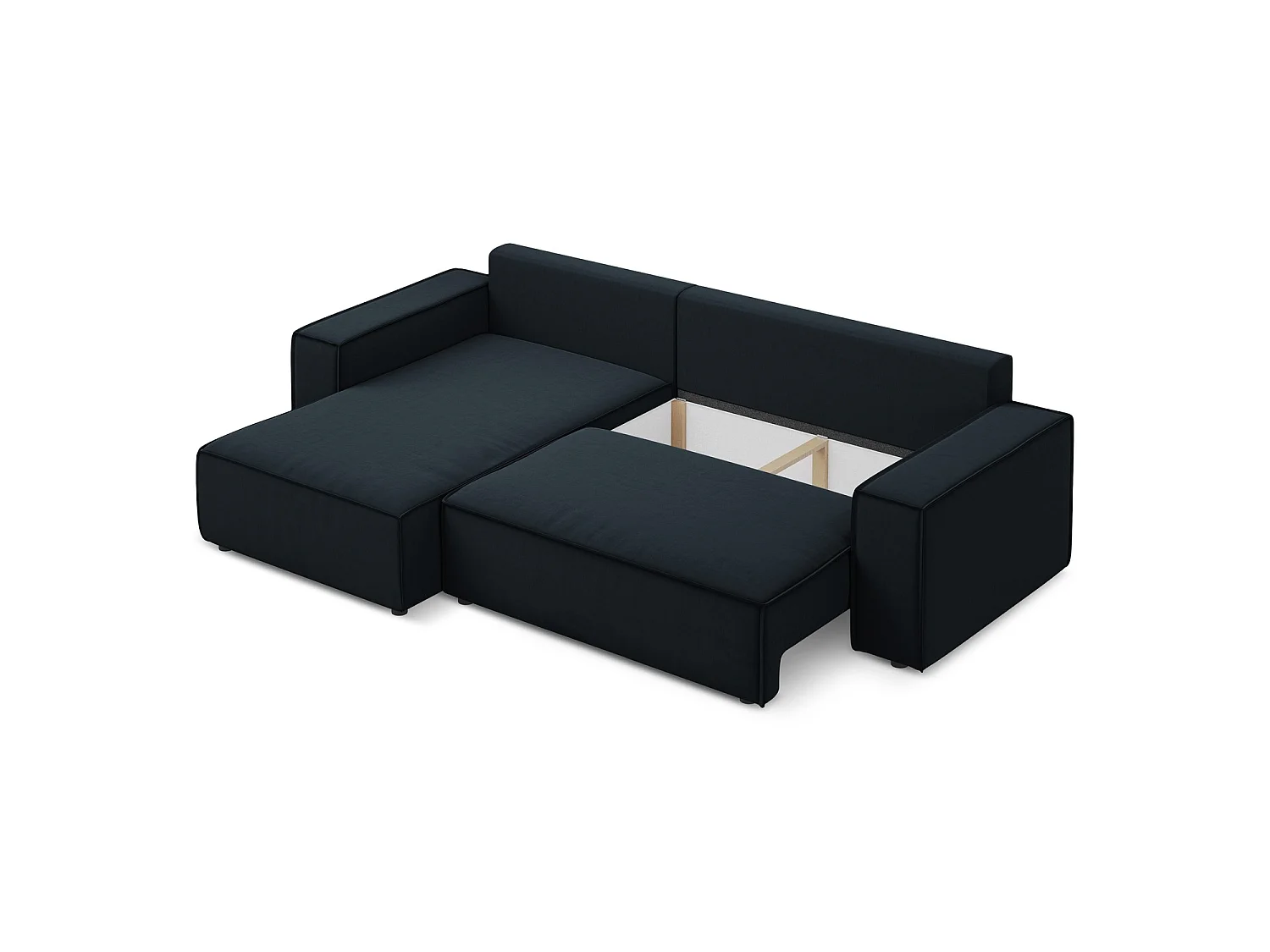 3-Sitzer Ecksofa mit Schlaffunktion - Ecke Links - Samt - Königsblau - LIVORNO