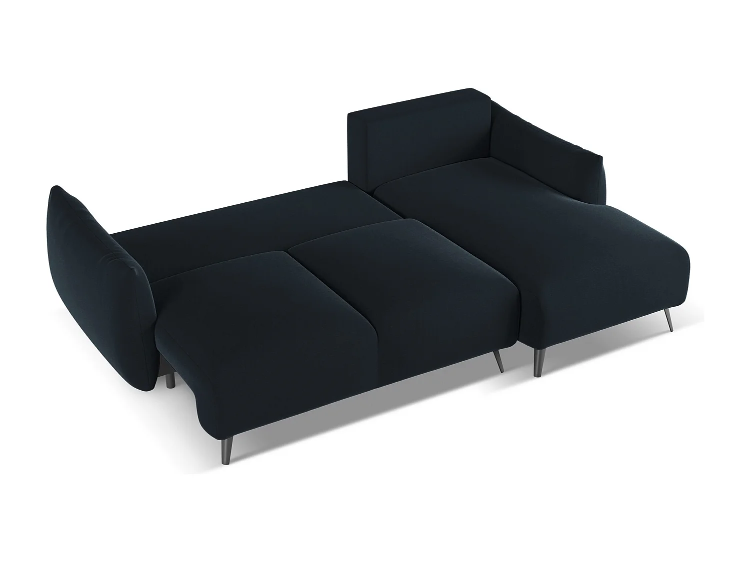 Ecksofa mit Schlaffunktion - Ecke Rechts - Samt - Königsblau - MALIE