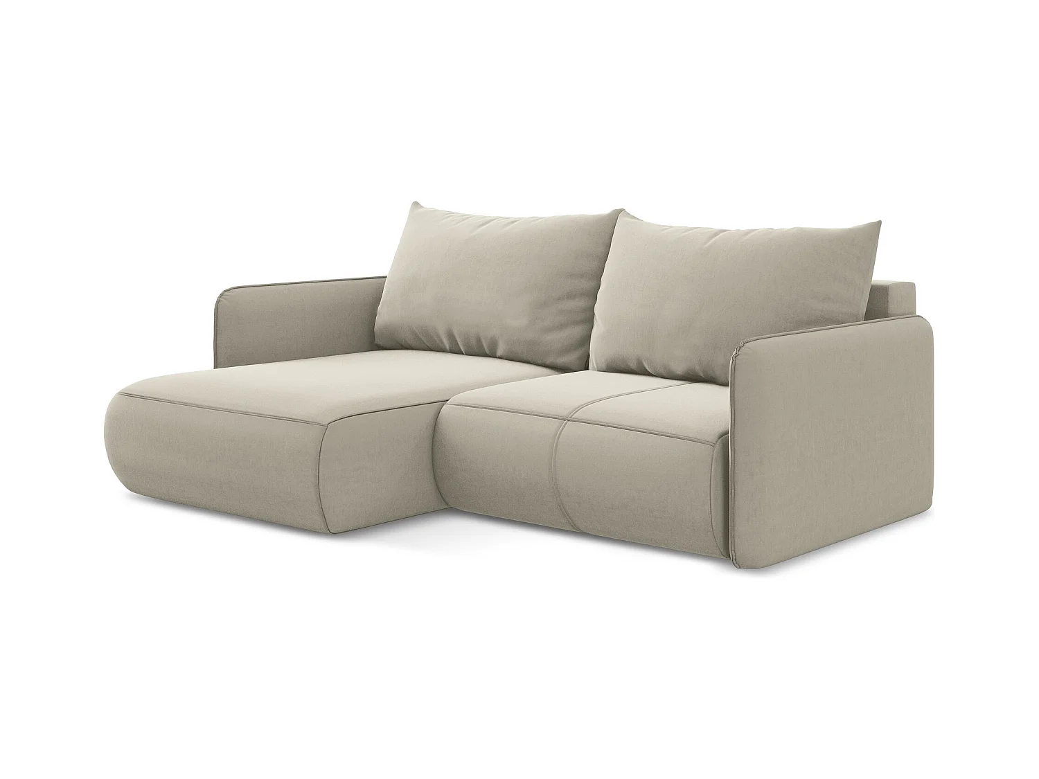 2,5-Sitzer Ecksofa mit Schlaffunktion - Ecke Links - Samt - Perle - NANEA