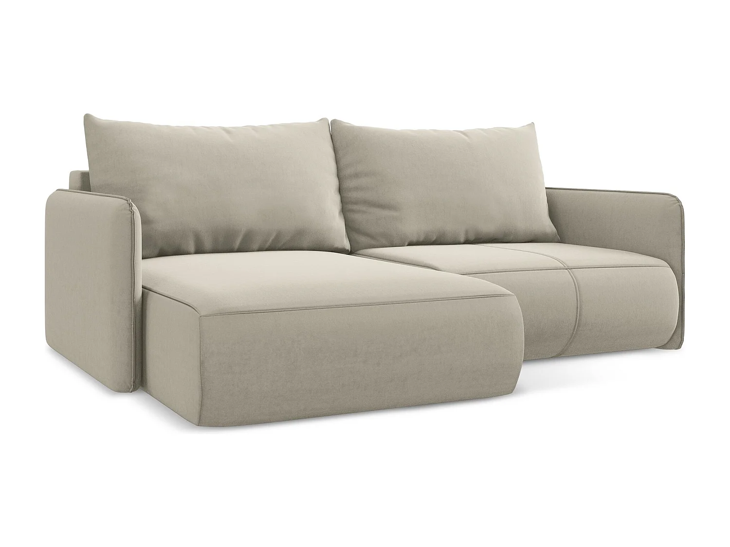 2,5-Sitzer Ecksofa mit Schlaffunktion - Ecke Links - Samt - Perle - NANEA