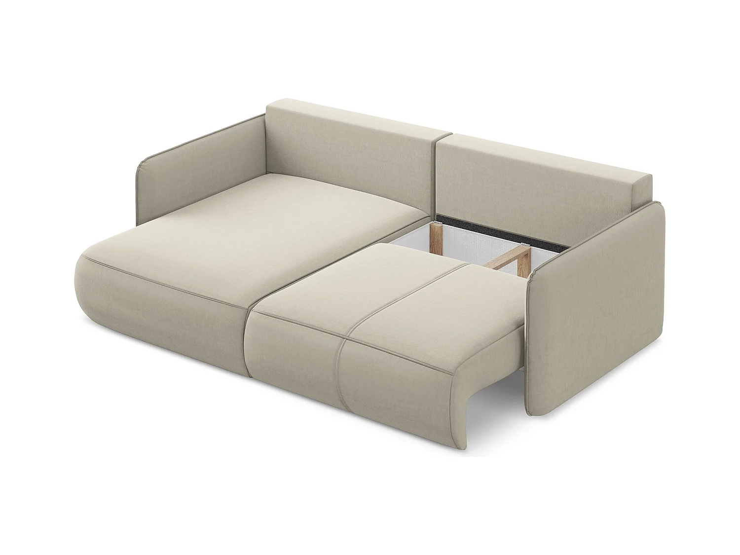 2,5-Sitzer Ecksofa mit Schlaffunktion - Ecke Links - Samt - Perle - NANEA