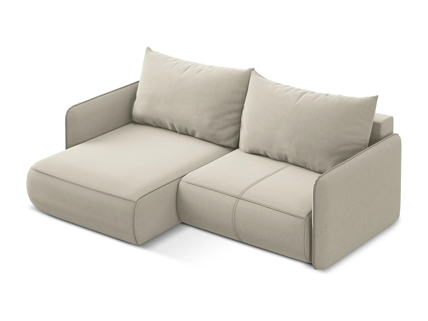 2,5-Sitzer Ecksofa mit Schlaffunktion - Ecke Links - Samt - Perle - NANEA