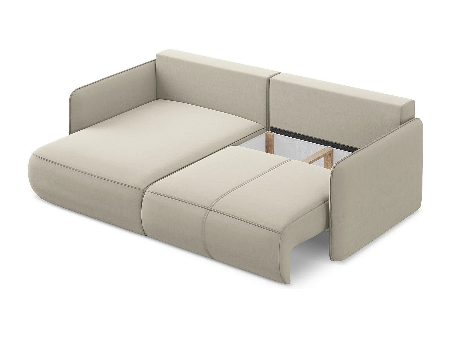 2,5-Sitzer Ecksofa mit Schlaffunktion - Ecke Links - Samt - Perle - NANEA