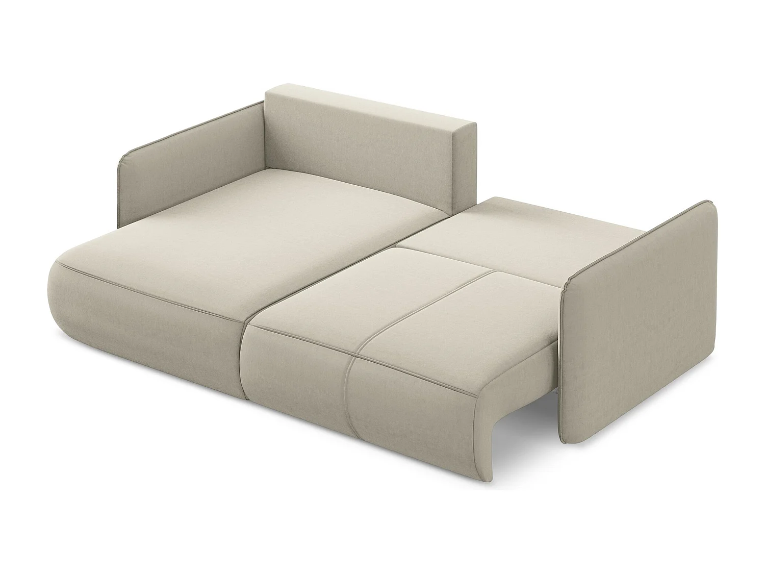 2,5-Sitzer Ecksofa mit Schlaffunktion - Ecke Links - Samt - Perle - NANEA