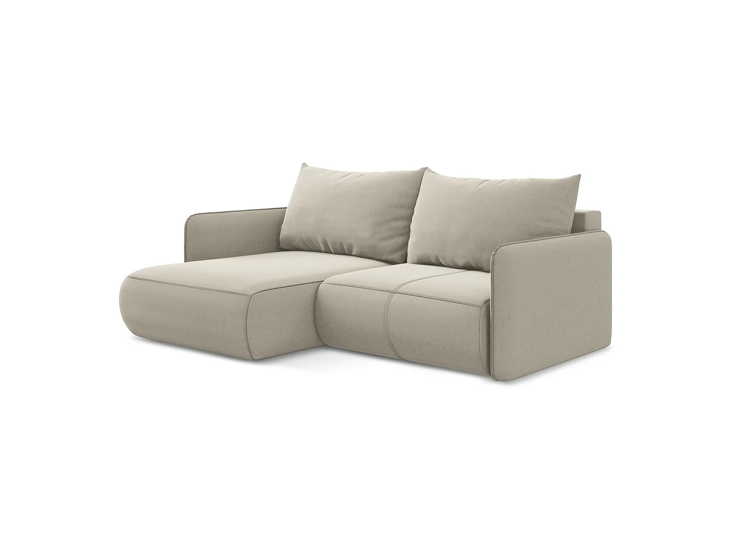 2,5-Sitzer Ecksofa mit Schlaffunktion - Ecke Links - Samt - Perle - PALERMO