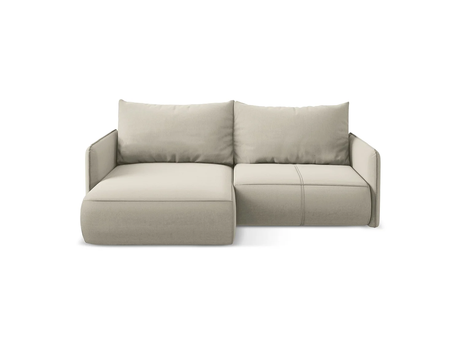 2,5-Sitzer Ecksofa mit Schlaffunktion - Ecke Links - Samt - Perle - PALERMO