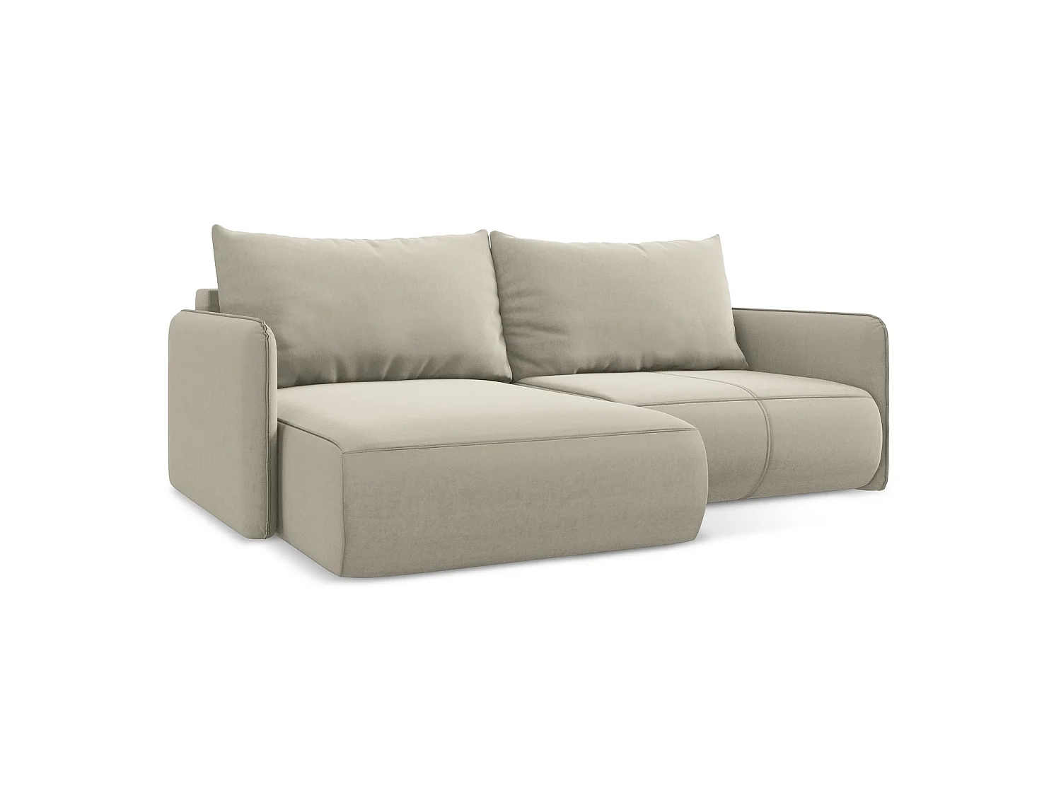 2,5-Sitzer Ecksofa mit Schlaffunktion - Ecke Links - Samt - Perle - PALERMO