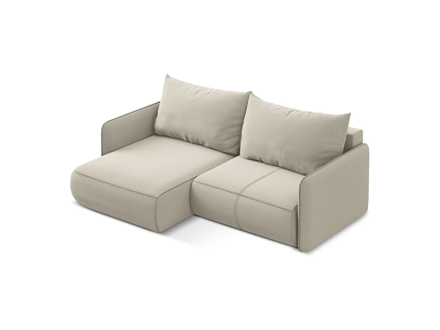 2,5-Sitzer Ecksofa mit Schlaffunktion - Ecke Links - Samt - Perle - PALERMO