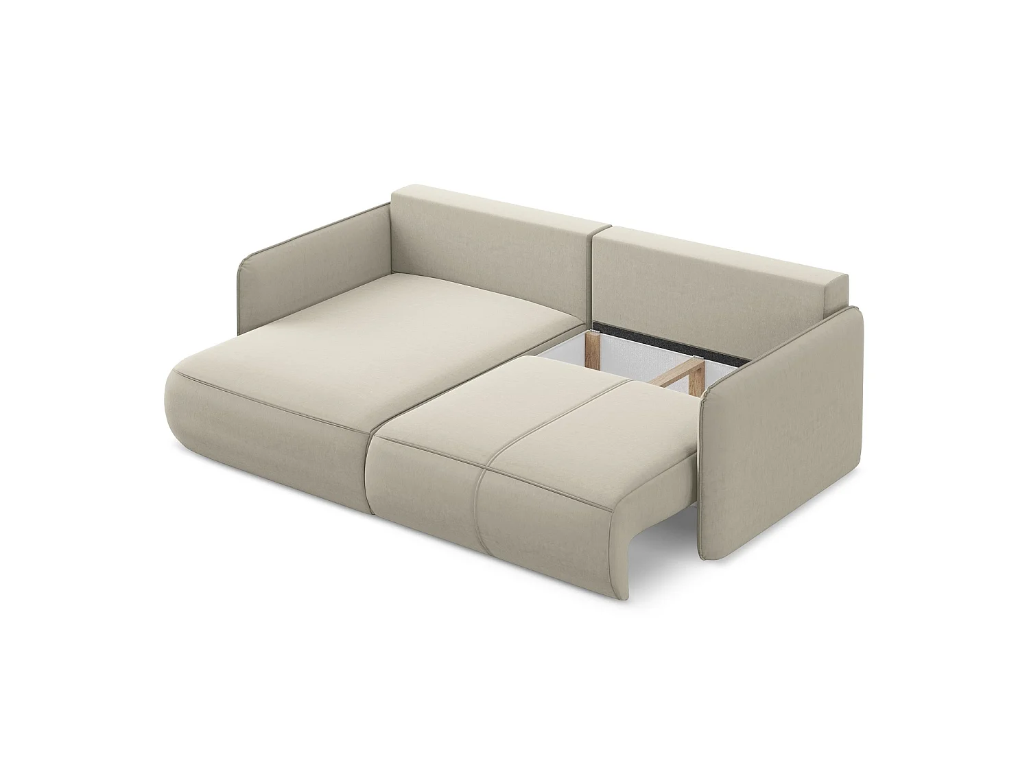 2,5-Sitzer Ecksofa mit Schlaffunktion - Ecke Links - Samt - Perle - PALERMO