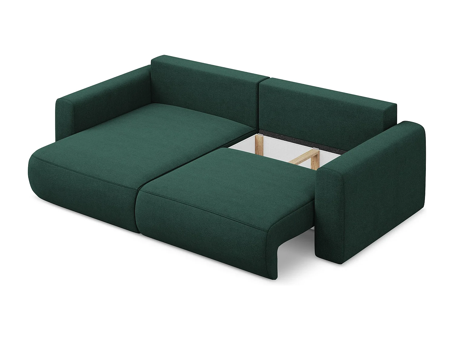 2-Sitzer Ecksofa mit Schlaffunktion - Ecke Links - Strukturstoff - Flaschengrün - KAPUA