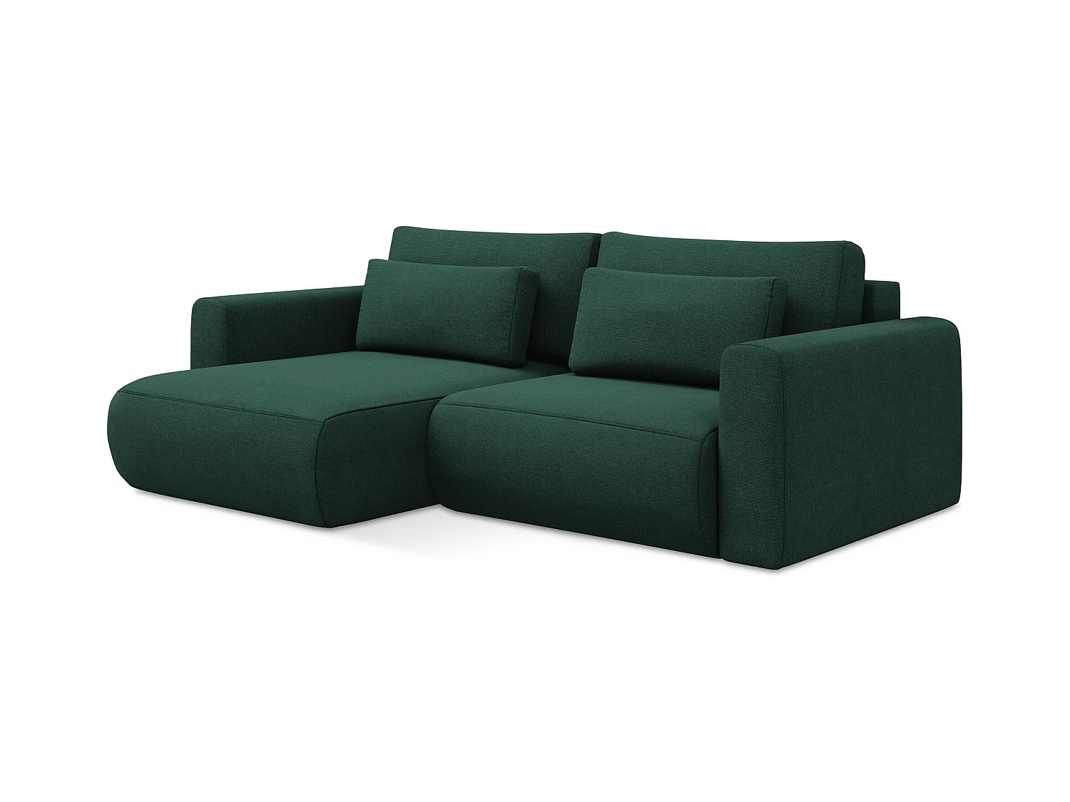 Canapé d’angle 2,5 places gauche convertible en tissu texturé - bouteille verte - KAPUA
