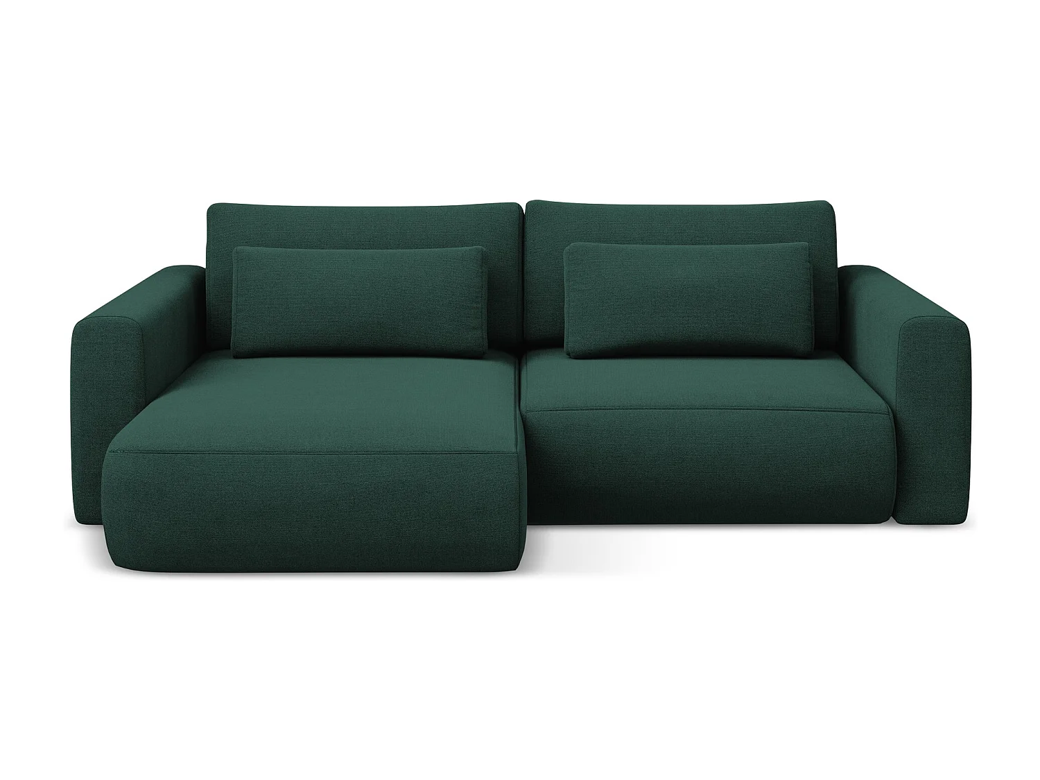 2-Sitzer Ecksofa mit Schlaffunktion - Ecke Links - Strukturstoff - Flaschengrün - KAPUA