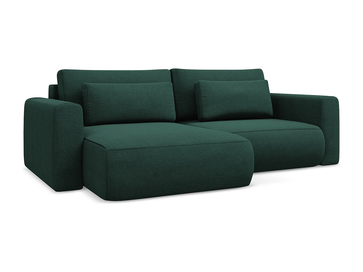 2-Sitzer Ecksofa mit Schlaffunktion - Ecke Links - Strukturstoff - Flaschengrün - KAPUA