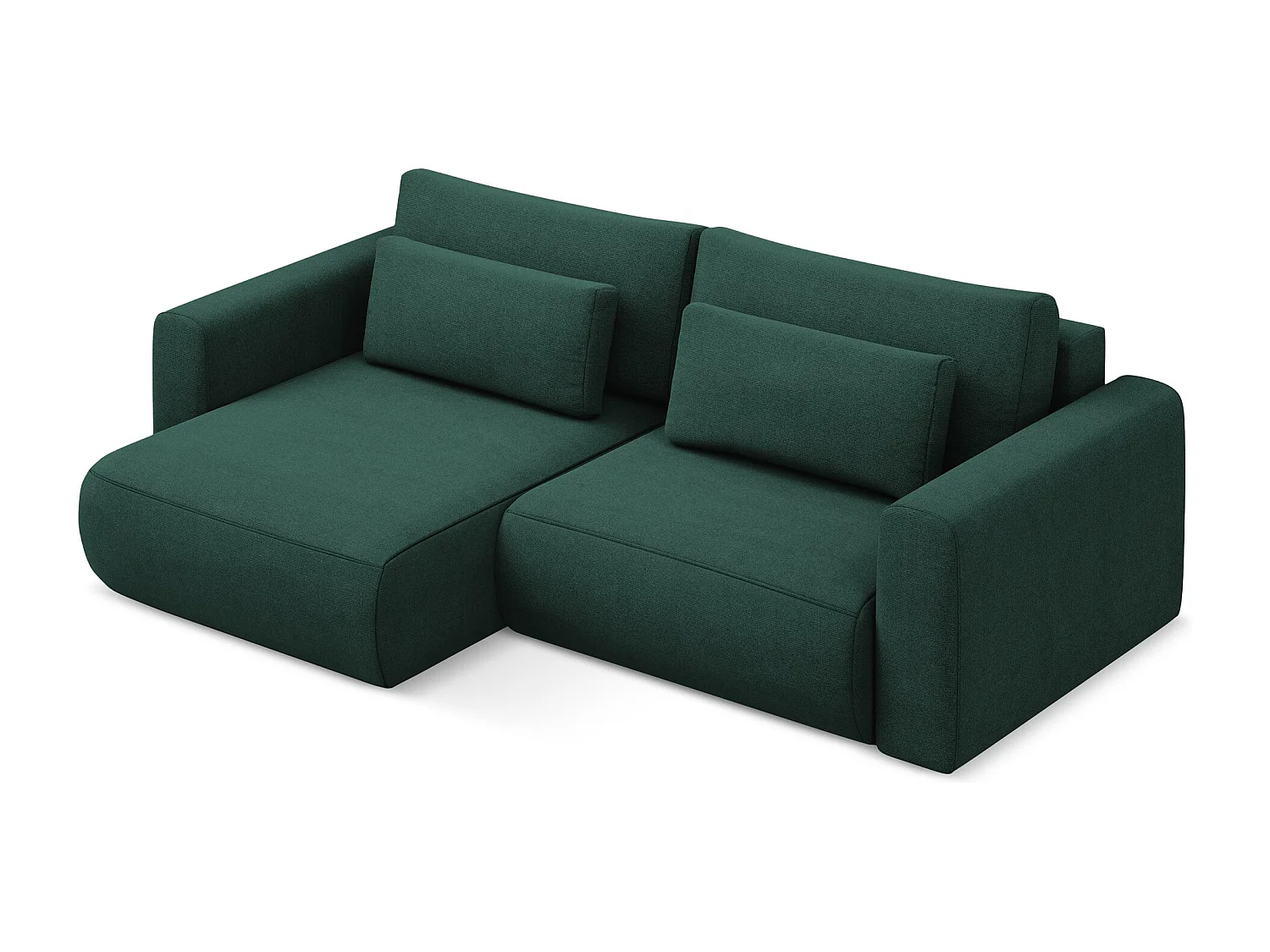 2-Sitzer Ecksofa mit Schlaffunktion - Ecke Links - Strukturstoff - Flaschengrün - KAPUA