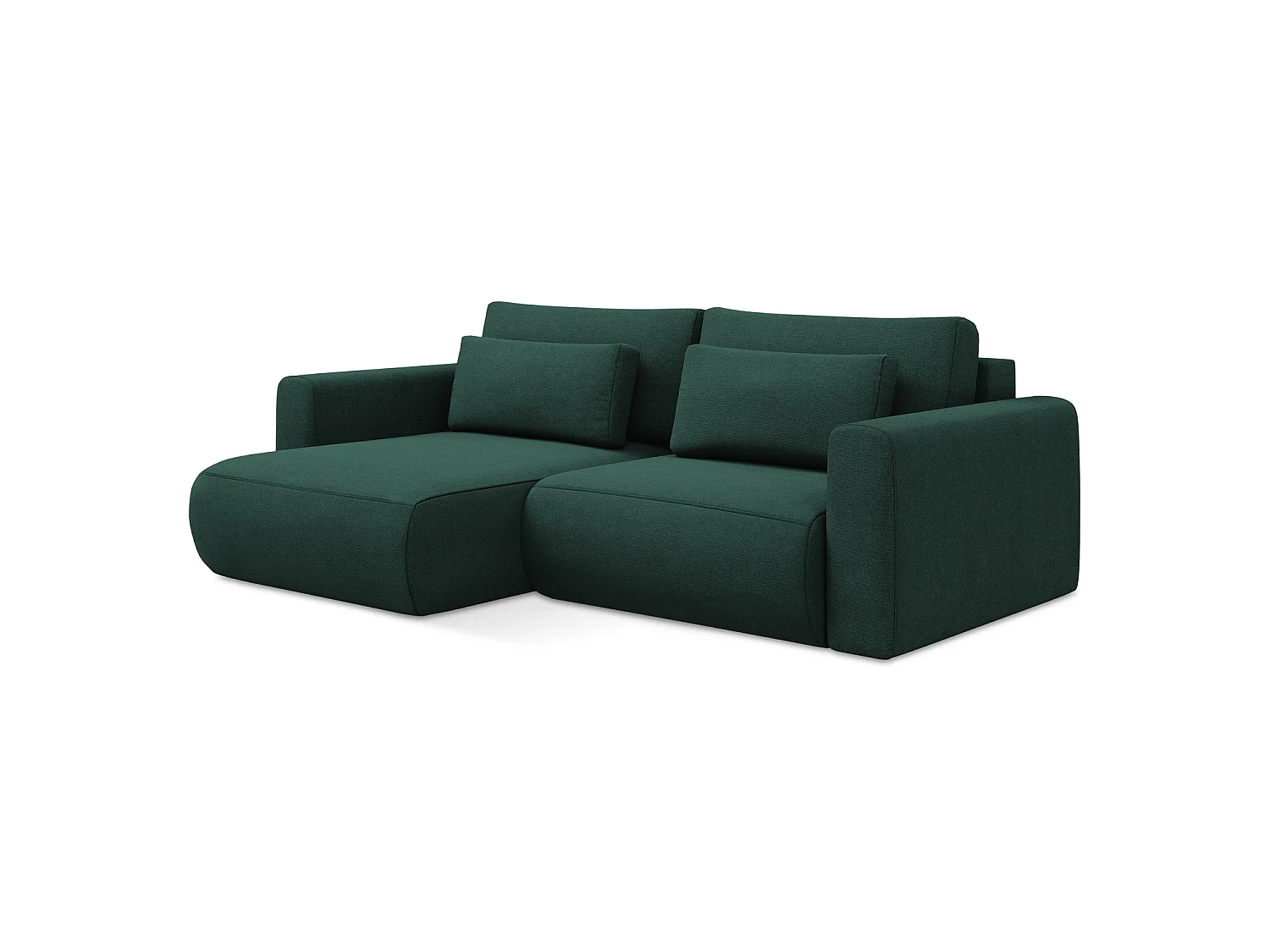 2-Sitzer Ecksofa mit Schlaffunktion - Ecke Links - Strukturstoff - Flaschengrün - PERUGIA