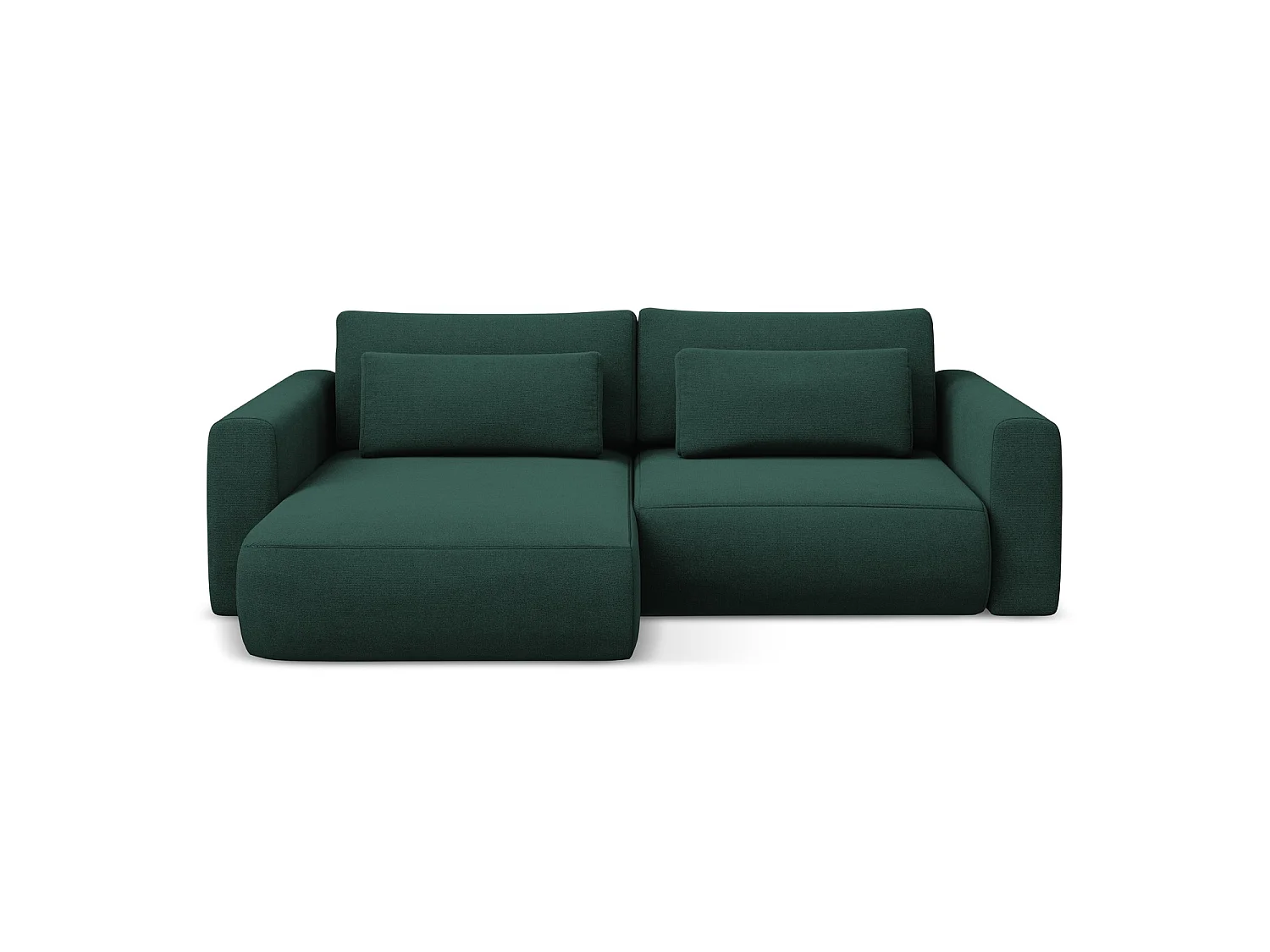 2-Sitzer Ecksofa mit Schlaffunktion - Ecke Links - Strukturstoff - Flaschengrün - PERUGIA