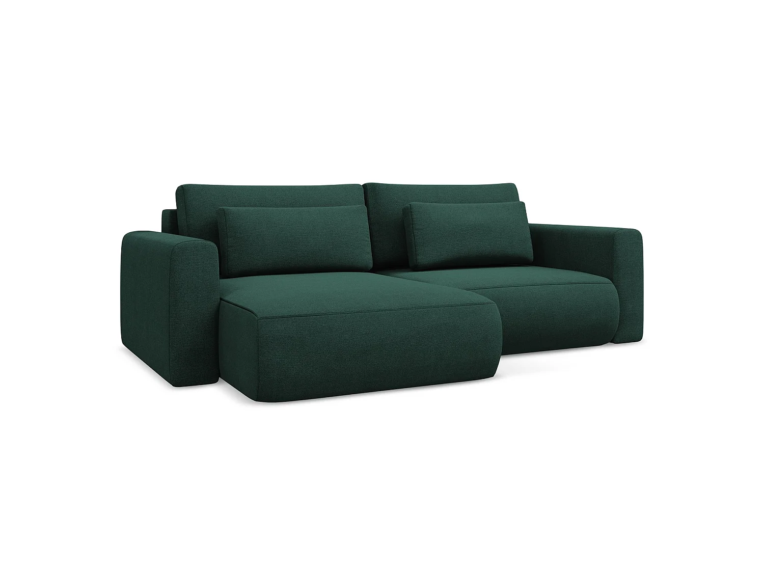 2-Sitzer Ecksofa mit Schlaffunktion - Ecke Links - Strukturstoff - Flaschengrün - PERUGIA