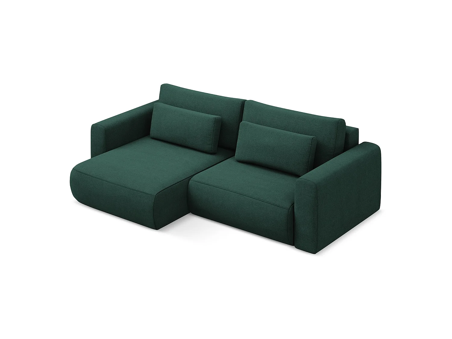 2-Sitzer Ecksofa mit Schlaffunktion - Ecke Links - Strukturstoff - Flaschengrün - PERUGIA