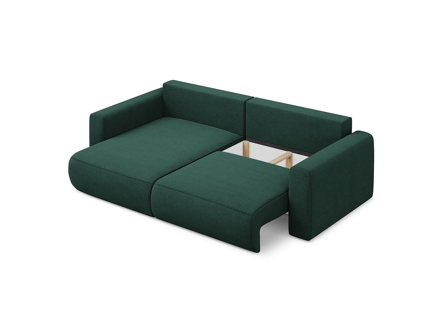 2-Sitzer Ecksofa mit Schlaffunktion - Ecke Links - Strukturstoff - Flaschengrün - PERUGIA