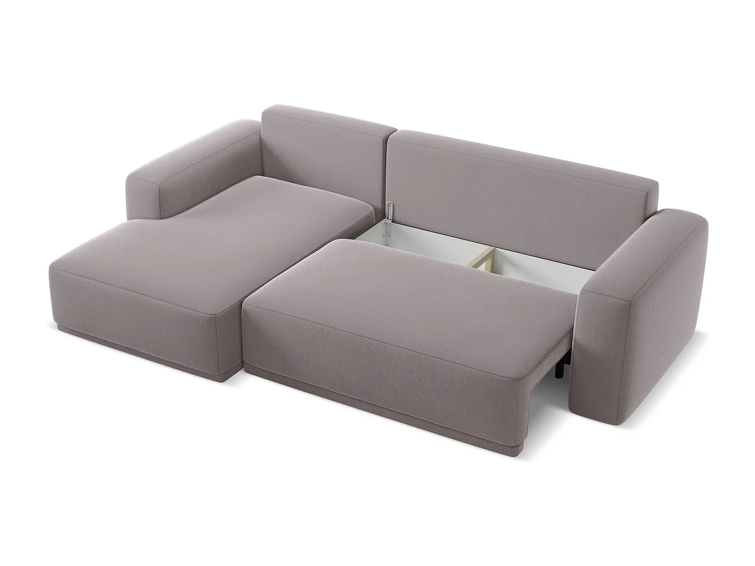 3-Sitzer Ecksofa mit Schlaffunktion - Ecke Links - Samt - Lavendel - KAILA