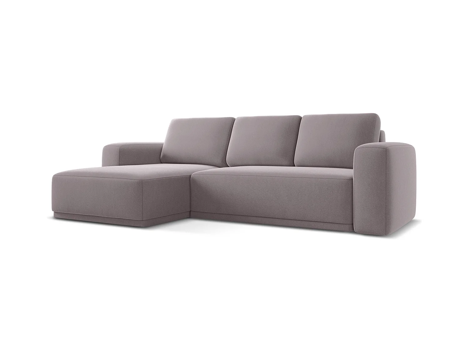 3-Sitzer Ecksofa mit Schlaffunktion - Ecke Links - Samt - Lavendel - KAILA