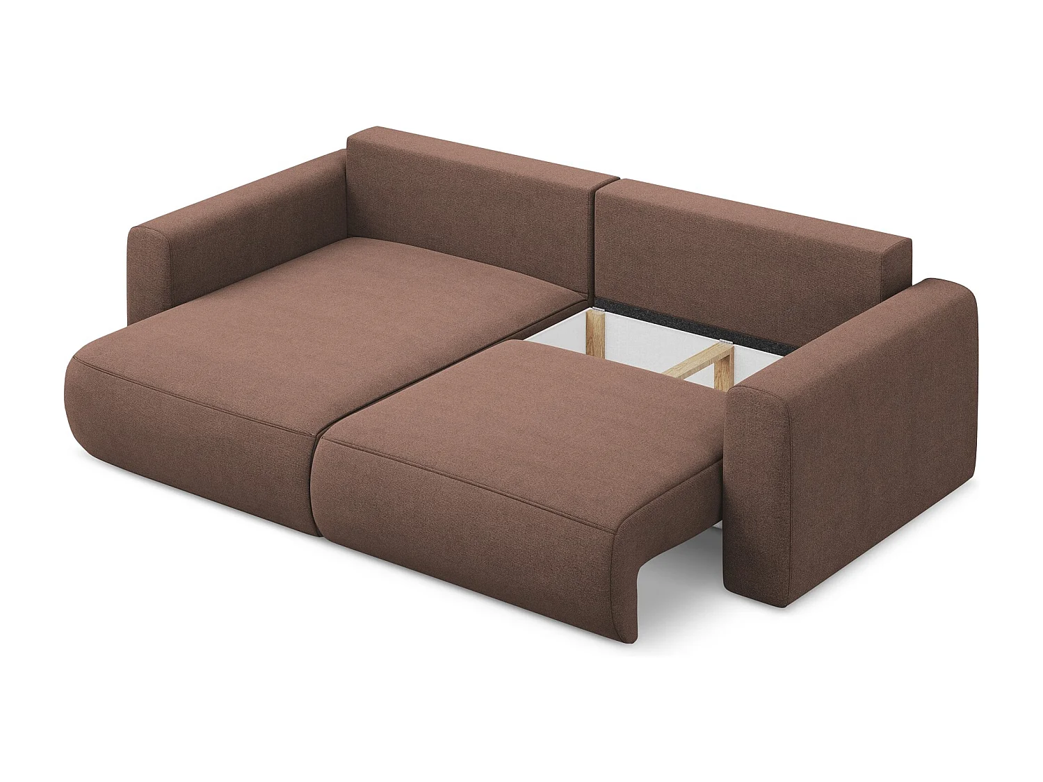 2-Sitzer Ecksofa mit Schlaffunktion - Ecke Links - Strukturstoff - Puderrosa - KAPUA